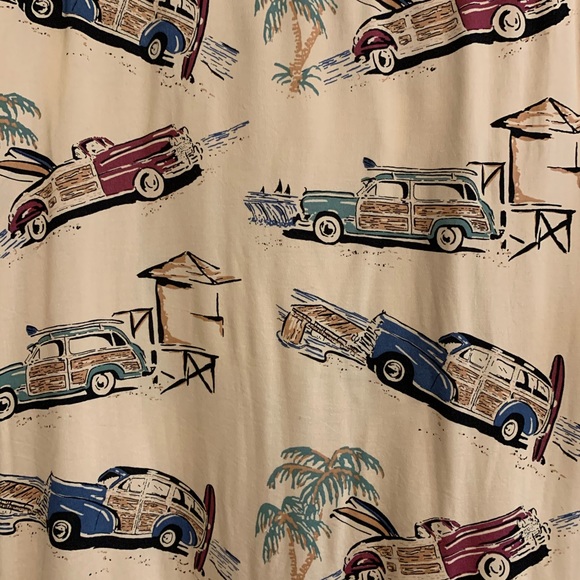 Vintage Hawaiian Shirt Woodie Cars Rayon Short Sleeve Relaxed Fit Shirt - Picture 7 of 11